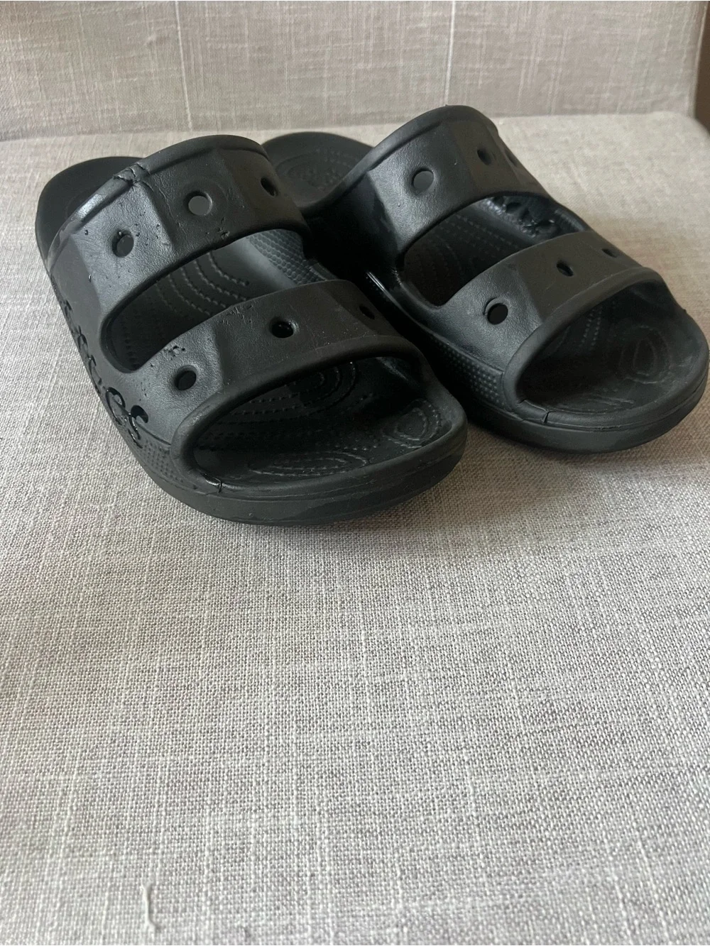 CROCS Black unisex double strap casual outdoor slide Sandals, Men 8, women 10